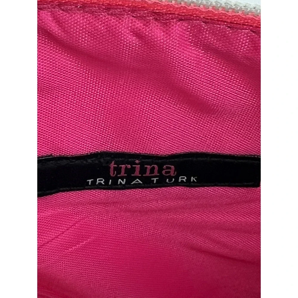 Trina Turk Pink Cosmetic Makeup Bag Case Pouch Faux Leather Travel Organizer New